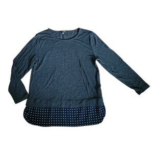 J.Crew Mercantile Women's Small Gray Polka Dot Layered Mixed Media Top 107